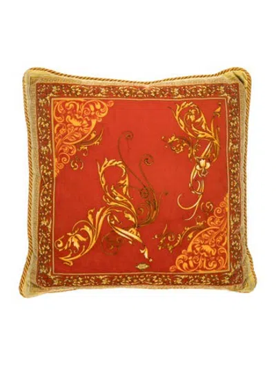 Pre-owned Versace Vintage Velvet Throw Pillow In Orange