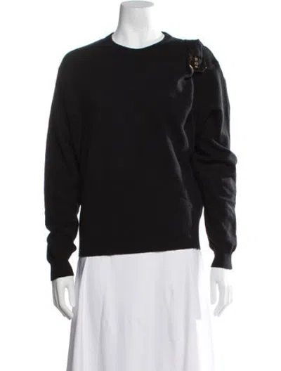 Pre-owned Versace Virgin Wool Crew Neck Sweater In Black
