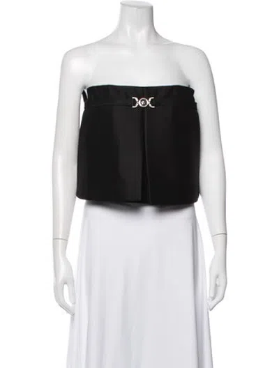 Pre-owned Versace Virgin Wool Strapless Top In Black