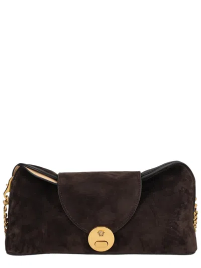 Versace Vivian Rectangular Calf Leather Clutch In Black