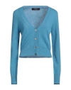 Versace Woman Cardigan Light Blue Size 2 Cashmere, Wool