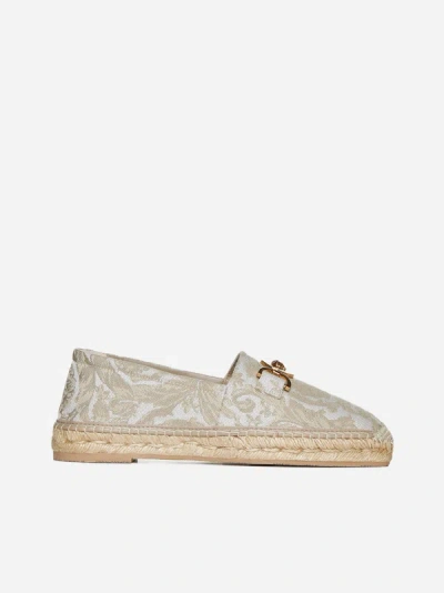 Versace Women's Barocco Jacquard Espadrilles In Beige,gold