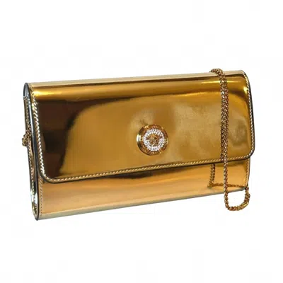Versace Women's La Medusa Crystal Leather Clutch Crossbody Bag In Metallic Gold In Multi