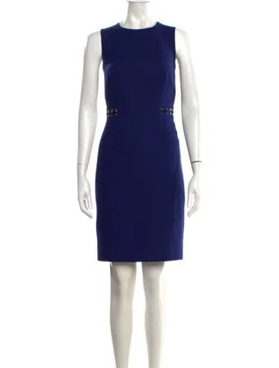 Pre-owned Versace Wool Knee-length Dress In Blue