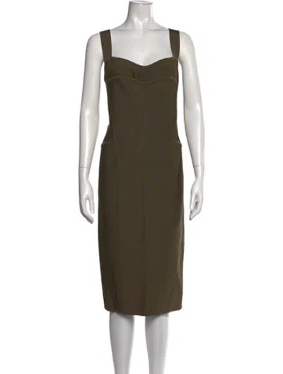 Pre-owned Versace Wool Knee-length Dress In Green