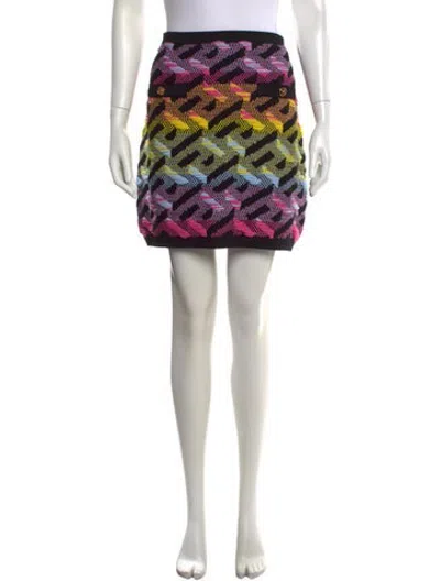 Pre-owned Versace Wool Mini Skirt In Black