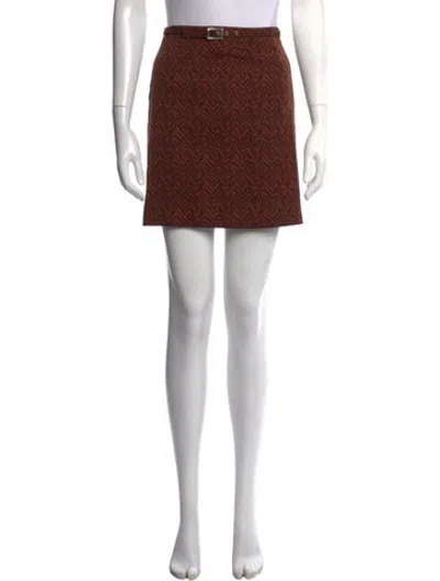 Pre-owned Versace Wool Mini Skirt In Brown