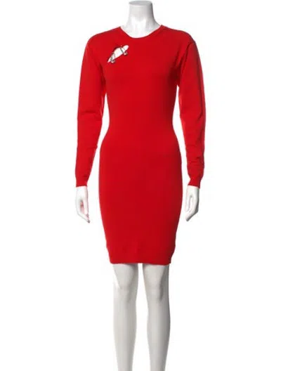 Pre-owned Versus Crew Neck Mini Dress In Red