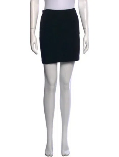 Pre-owned Versus Leather Trim Embellishment Mini Skirt In Blue