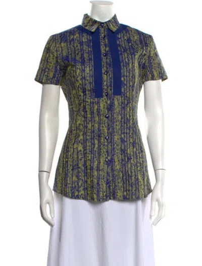 Pre-owned Versus Vintage Late 2000's - Early 2010's Button-up Top In Blue/green