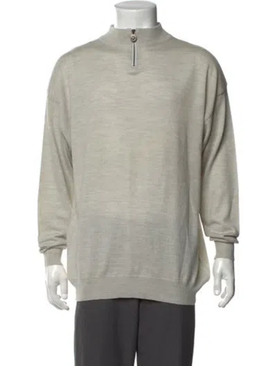 Pre-owned Versus Virgin Wool Mock Neck Pullover In Grey