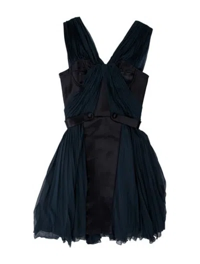 Pre-owned Versus V-neck Mini Dress In Blue