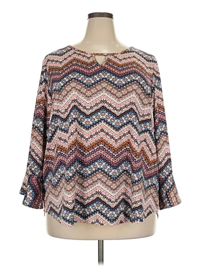 Pre-owned Verve Ami 3/4 Sleeve Blouse In Brown
