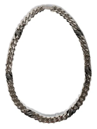 Vetements Logo-detail Chain Necklace In Metallic
