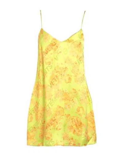 Vetements Woman Mini Dress Acid Green Size Xs Viscose, Silk