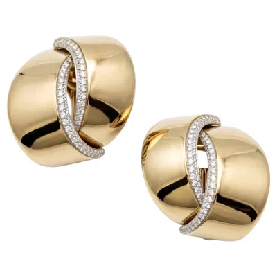 Pre-owned Vhernier 18k White Gold Diamond Large Abbraccio Earrings