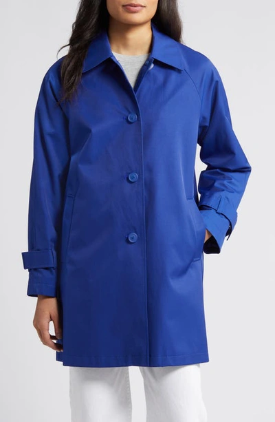 Via Spiga Balmacain Water Repellent Cotton Blend Coat In Positano Blue