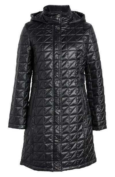 Via Spiga Box Quilt Hoode Coat In Black