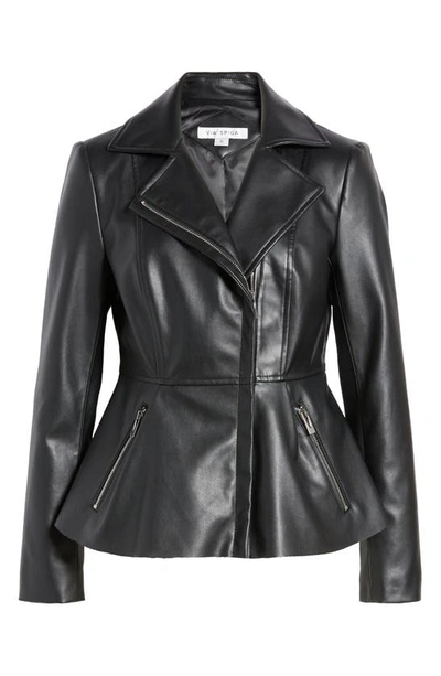 Via Spiga Peplum Faux Leather Jacket In Black