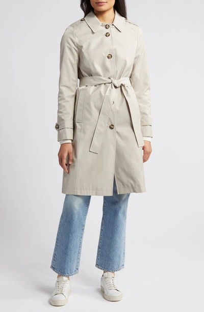 Via Spiga Water Repellent Back Button Trench Coat In Tone Cream