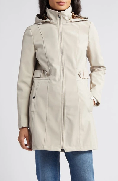 Via Spiga Water Repellent Hooded Softshell Jacket In Almond