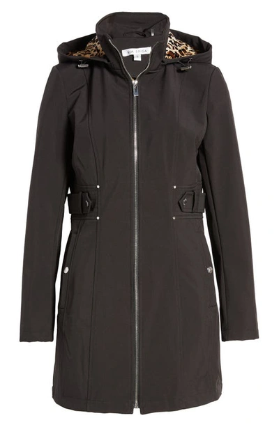 Via Spiga Water Repellent Hooded Softshell Jacket In Black