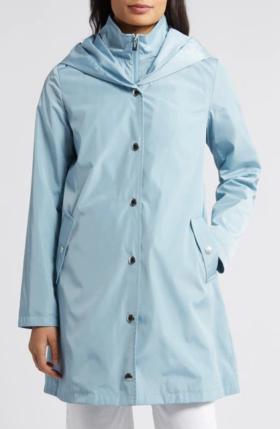 Via Spiga Water Resistant Packable Rain Jacket In Sky Blue