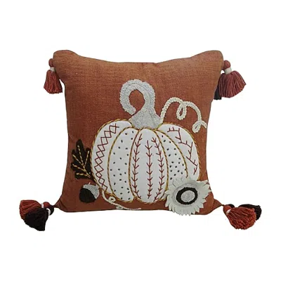 Vibhsa Harvest & Haunt Square Throw Pillow In Orange