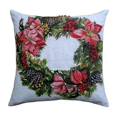 Vibhsa Holiday Cheer Square Throw Pillow In Green