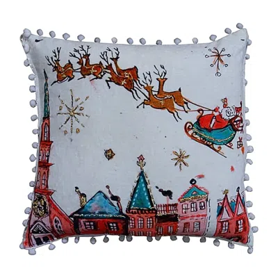 Vibhsa Holiday Cheer Square Throw Pillow In Red