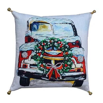 Vibhsa Holiday Cheer Square Throw Pillow In Red