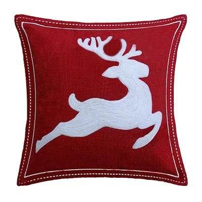 Vibhsa Holiday Cheer Square Throw Pillow In Red