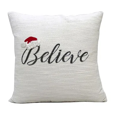 Vibhsa Holiday Cheer Square Throw Pillow In White