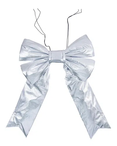 Vickerman 18in X 23in Silver Metallic Outdoor Christmas Bow With Uv Treated Material & Wire To Hang