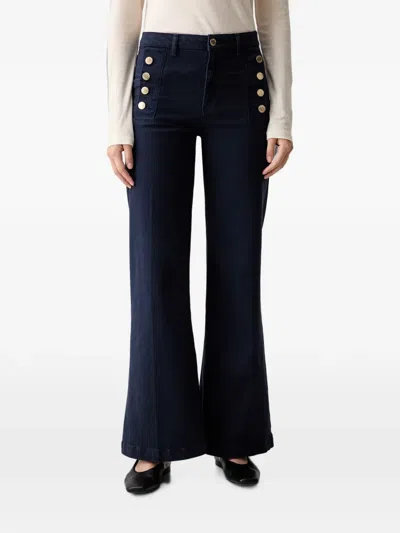 Vicolo Button-detail Flared Jeans In Blue