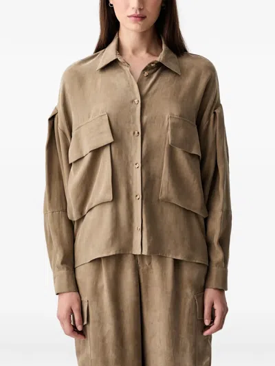Vicolo Flap-pocket Drop-shoulder Shirt In Brown