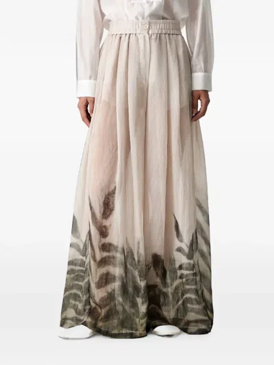 Vicolo Leaf-print Palazzo Pants In Multi