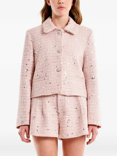 Vicolo Sequin-embellished Bouclé Jacket In Black