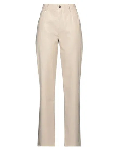 Vicolo Woman Pants Beige Size L Polyester, Polyurethane In Beige