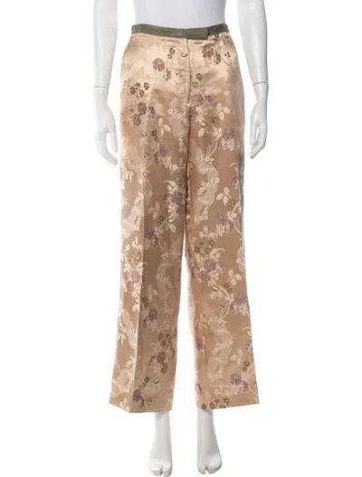 Pre-owned Victor Alfaro Floral Print Straight Leg Pants In Neutrals
