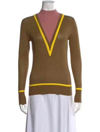 Pre-owned Victor Glemaud Cashmere V-neck Sweater In Green