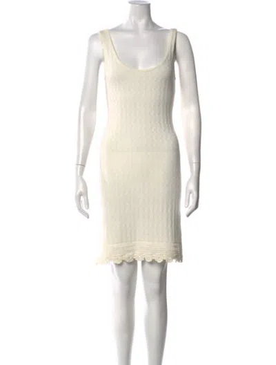 Pre-owned Victor Glemaud Scoop Neck Knee-length Dress In White