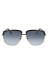Victoria Beckham 59mm Semi Rimless Sunglasses In Gold/ Black
