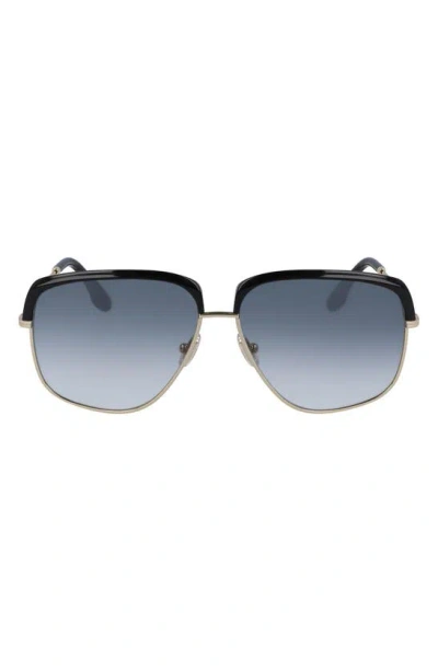 Victoria Beckham 59mm Semi Rimless Sunglasses In Black