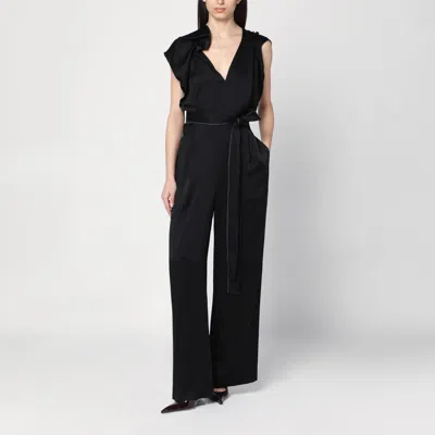 Victoria Beckham Black Jumpsuit With Viscose Blend Belt
