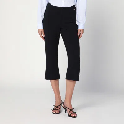 Victoria Beckham Cropped Black Trousers In Wool Blend