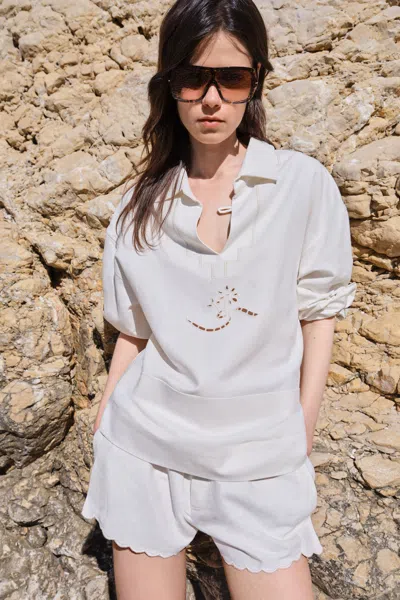 Victoria Beckham Embroidered Tunic In White