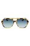 Victoria Beckham Guilloch 59mm Aviator Sunglasses In Blonde Havana