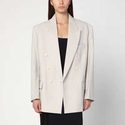 Victoria Beckham Pumice-coloured Double-breasted Jacket In Gray