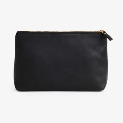 Vida Vida Luxury Black Leather Womens Wash Bag
